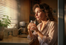 Tutti i benefici del collagene per il nostro corpo donna che beve integratore