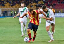 Krstovic replica a Berardi, Lecce-Sassuolo 1-1