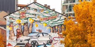 A Milano un murales natalizio di Volvo che purifica l’aria