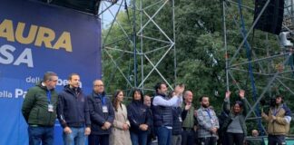 Manifestazione della Lega a Milano. Salvini “Fascista è chi odia Israele”