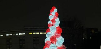 Acceso l’albero di Natale dell’ospedale San Raffaele di Milano