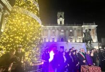 In piazza del Campidoglio acceso l’albero di Natale dedicato alla Costituzione