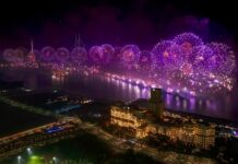 Spettacolo fuochi d’artificio da Guinnes per l’Emirato di Ras Al Khaimah