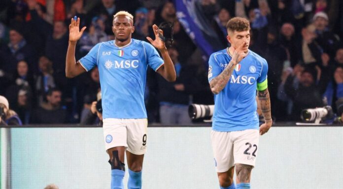 Osimhen risponde a Lewandowski, Napoli-Barcellona 1-1