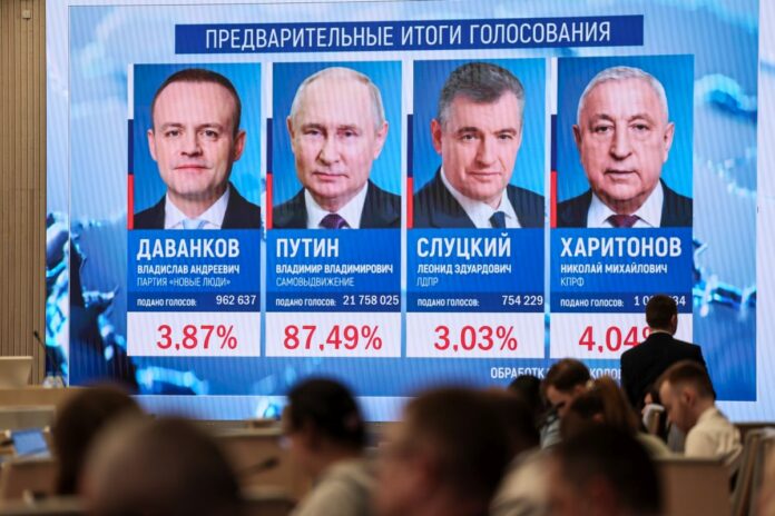 Russia: Information Centre at Russian Central Election Commission during 2024 presidential election