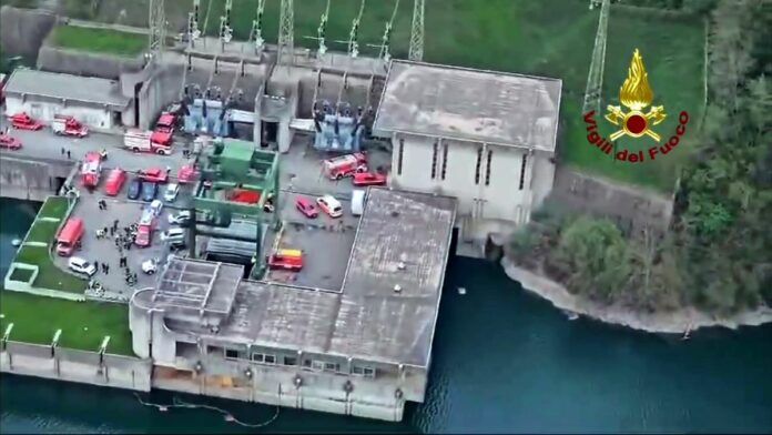 BOLOGNA - Esplosione alla centrale elettrica Enel del bacino di Suviana, immagini dei Vigili del Fuoco