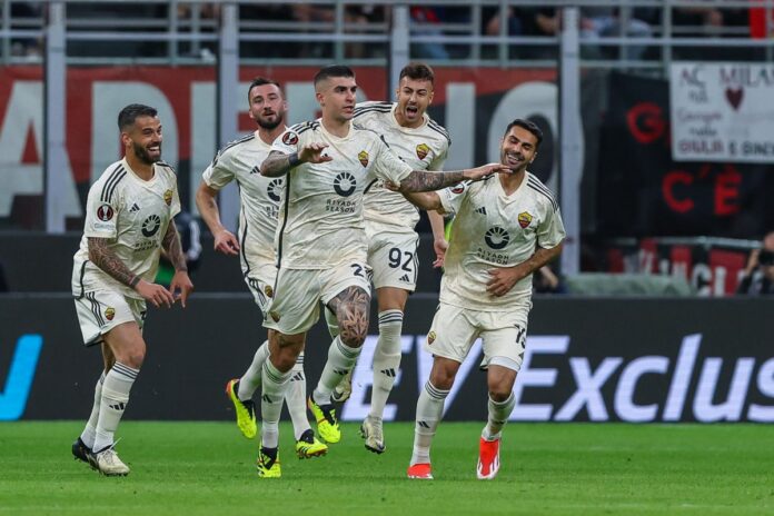 Football Europa League match - AC Milan vs AS Roma
