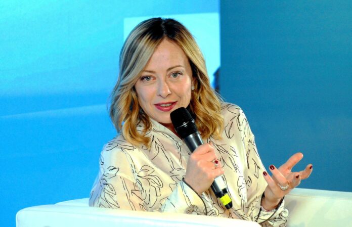 Presidente dl consiglio Giorgia Meloni alla Fondazione Catella Con Belpietro