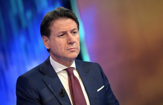 Il leader del Movimento 5 Stelle Giuseppe Conte ospite della trasmissione “Otto e Mezzo” su La7
