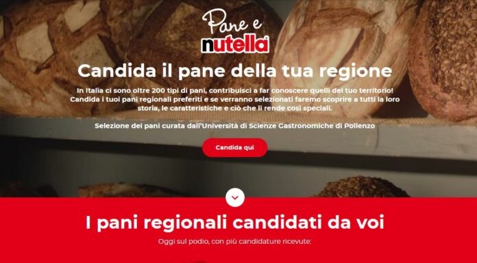 Nutella, prorogata l’iniziativa “Candida il pane della tua Regione”