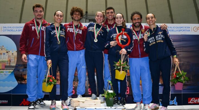 Gli scudetti della spada a Fiamme Oro e Aeronautica Militare