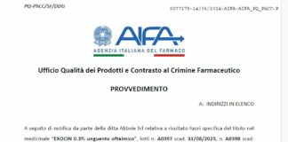 AbbVie ritira alcuni lotti del farmaco oftalmico Exocin