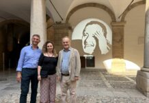 Il volto di Paolo Borsellino proiettato a Palazzo dei Normanni