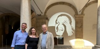 Il volto di Paolo Borsellino proiettato a Palazzo dei Normanni