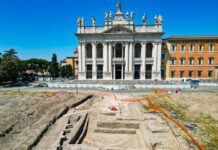 Giubileo, sopralluogo Gualtieri al cantiere di San Giovanni in Laterano