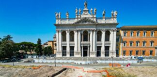 Giubileo, sopralluogo Gualtieri al cantiere di San Giovanni in Laterano