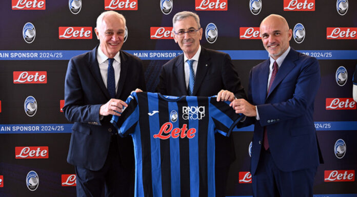 Acqua Lete main sponsor dell’Atalanta per tre stagioni