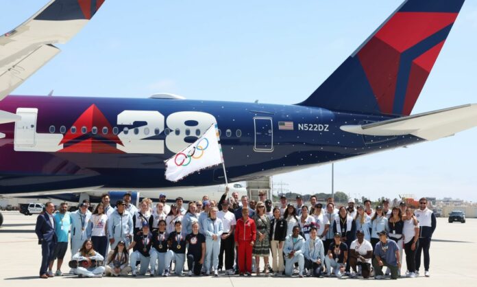 The Official Olympic Flag Return to Los Angeles After 40 Years, USA - 12 Aug 2024