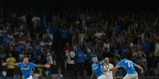 Tris del Napoli al Bologna, in gol Di Lorenzo-Kvara-Simeone