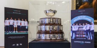 Coppa Davis esposta nella Sala Rossa di Palazzo d’Accursio a Bologna