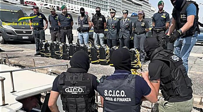Sequestrati a Catania 540 kg di coca per oltre 100 milioni di euro, 5 arrestati