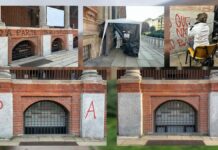 Laser rimuove i graffiti dalla facciata storica della Statale di Milano