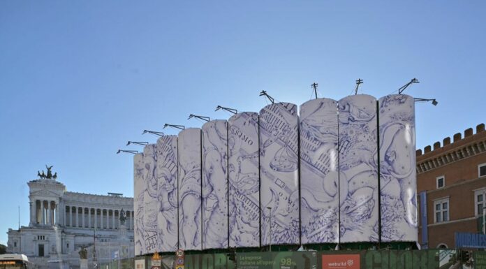 Webuild, a piazza Venezia silos cantiere Metro C diventano opere d’arte