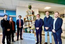 All’aeroporto di Catania un albero di Natale con decine di teste di moro