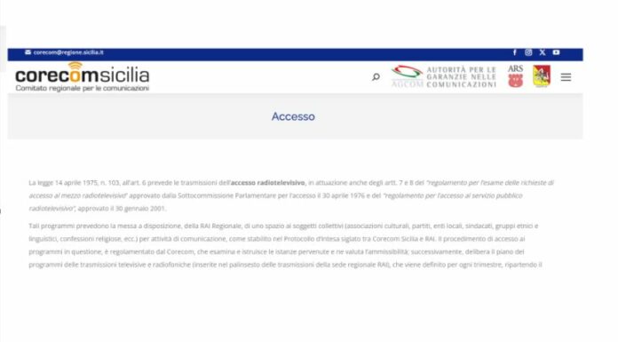 Corecom Sicilia, l’impegno per i programmi dell’accesso