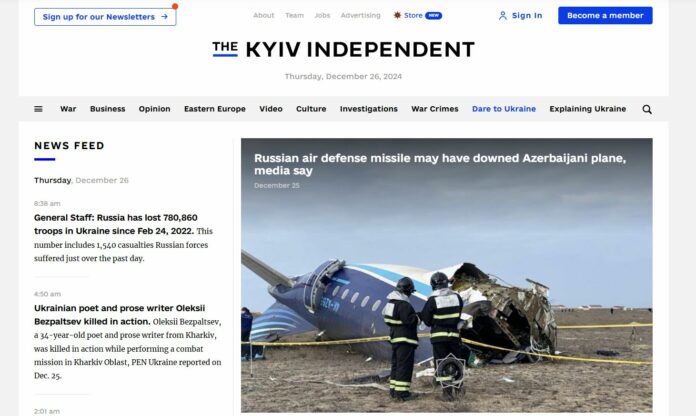 prima pagina kiev indipendent