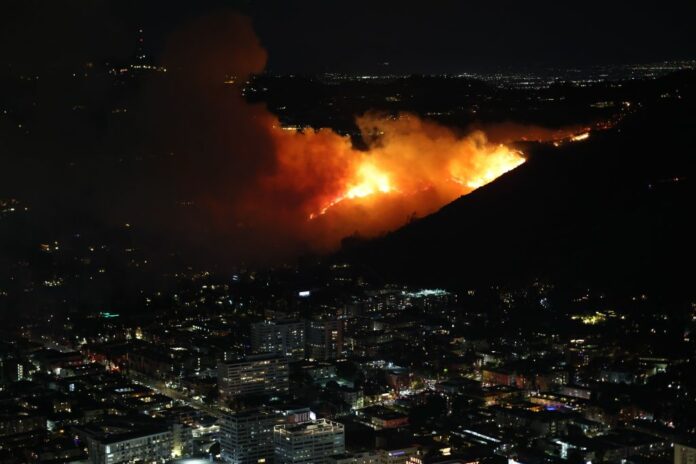 Sunset Fire in the Hollywood Hills, Los Angeles, California, USA - 08 Jan 2025