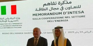 Energia, firmato a Riad memorandum tra Italia e Arabia Saudita