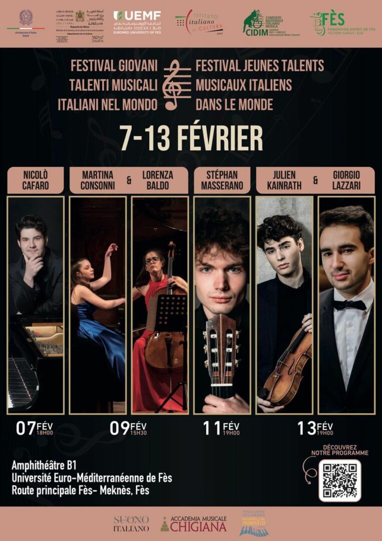 Marocco, torna il Festival “Giovani talenti musicali italiani nel mondo” Marocco, torna il Festival “Giovani talenti musicali italiani nel mondo”