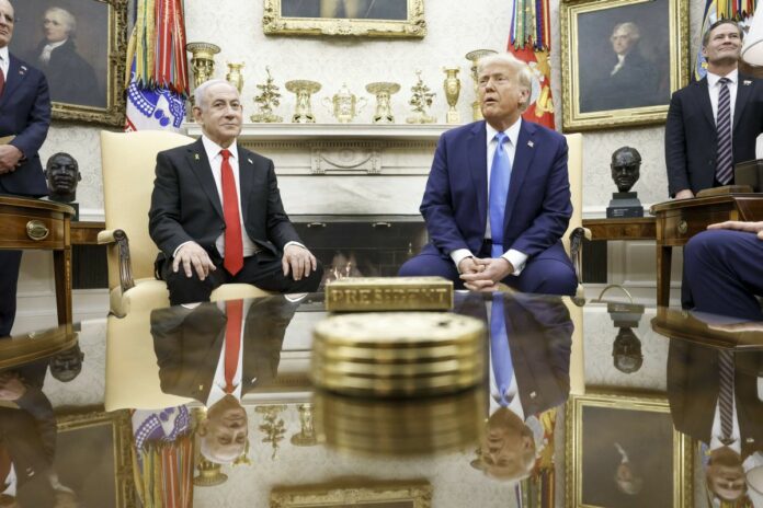 Washington, Il presidente Donald Trump accoglie il primo ministro israeliano Netanyahu alla Casa Bianca