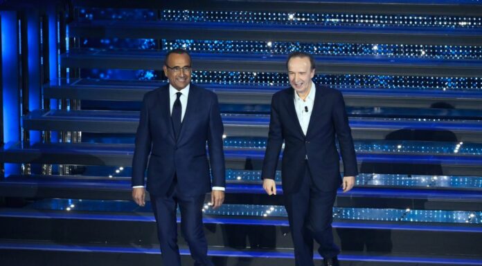 Benigni “Musk guarda Sanremo e vota…Giorgia”, omaggio a Mattarella