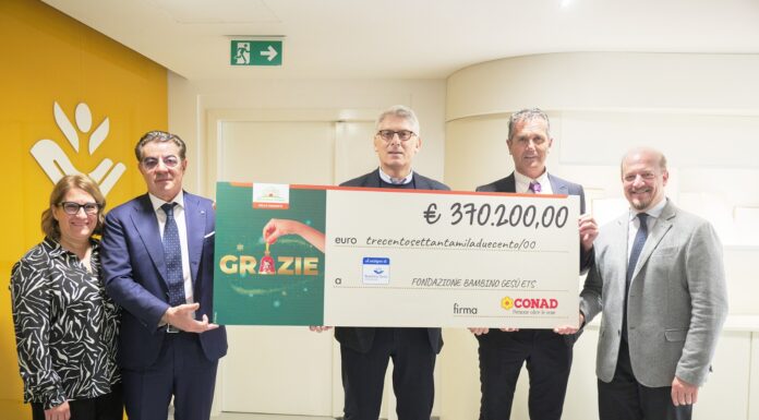 Conad, raccolti 370 mila euro per cure palliative pediatriche al Bambino Gesù