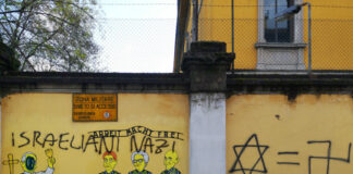 A Milano vandalizzato con una svastica il murales di Segre, Bruck e Modiano