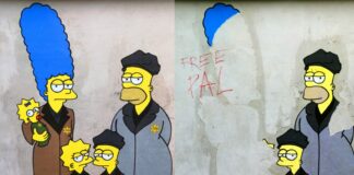 Memoriale della Shoah di Milano, scritta pro Palestina sul murale dei Simpson ebrei
