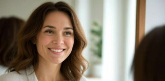 L’importanza dell’etica nella medicina estetica donna sorridente allo specchio