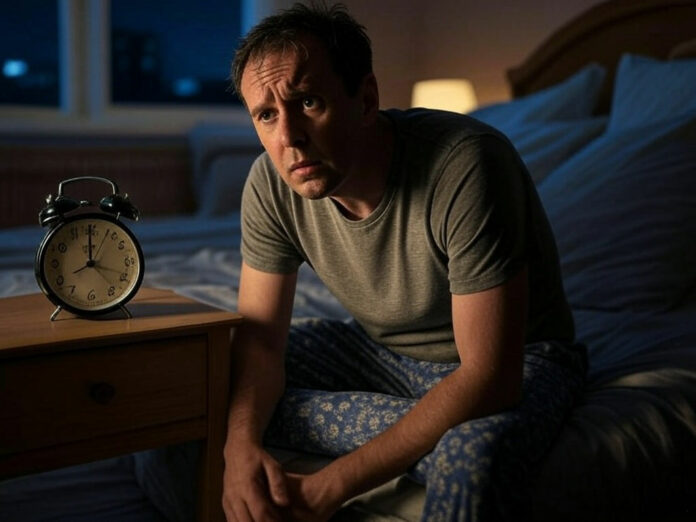 uomo che soffre di insonnia