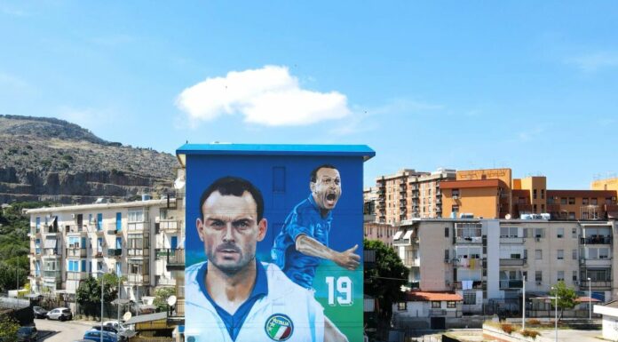 Al Cep di Palermo il murale di Scalisi Palminteri dedicato a Schillaci