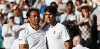A Wimbledon Fognini sfiora l’impresa con Alcaraz, out Berrettini