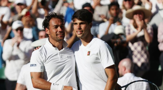 A Wimbledon Fognini sfiora l’impresa con Alcaraz, out Berrettini