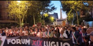 Strage via d’Amelio, a Palermo la fiaccolata in memoria di Paolo Borsellino