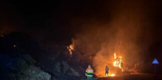 Sardegna, incendio nella notte lungo la strada Bosa-Montresta: spente le fiamme