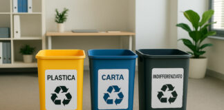 La sostenibilità comincia in azienda: 5 abitudini per un ufficio più green bidoni raccolta differenziata