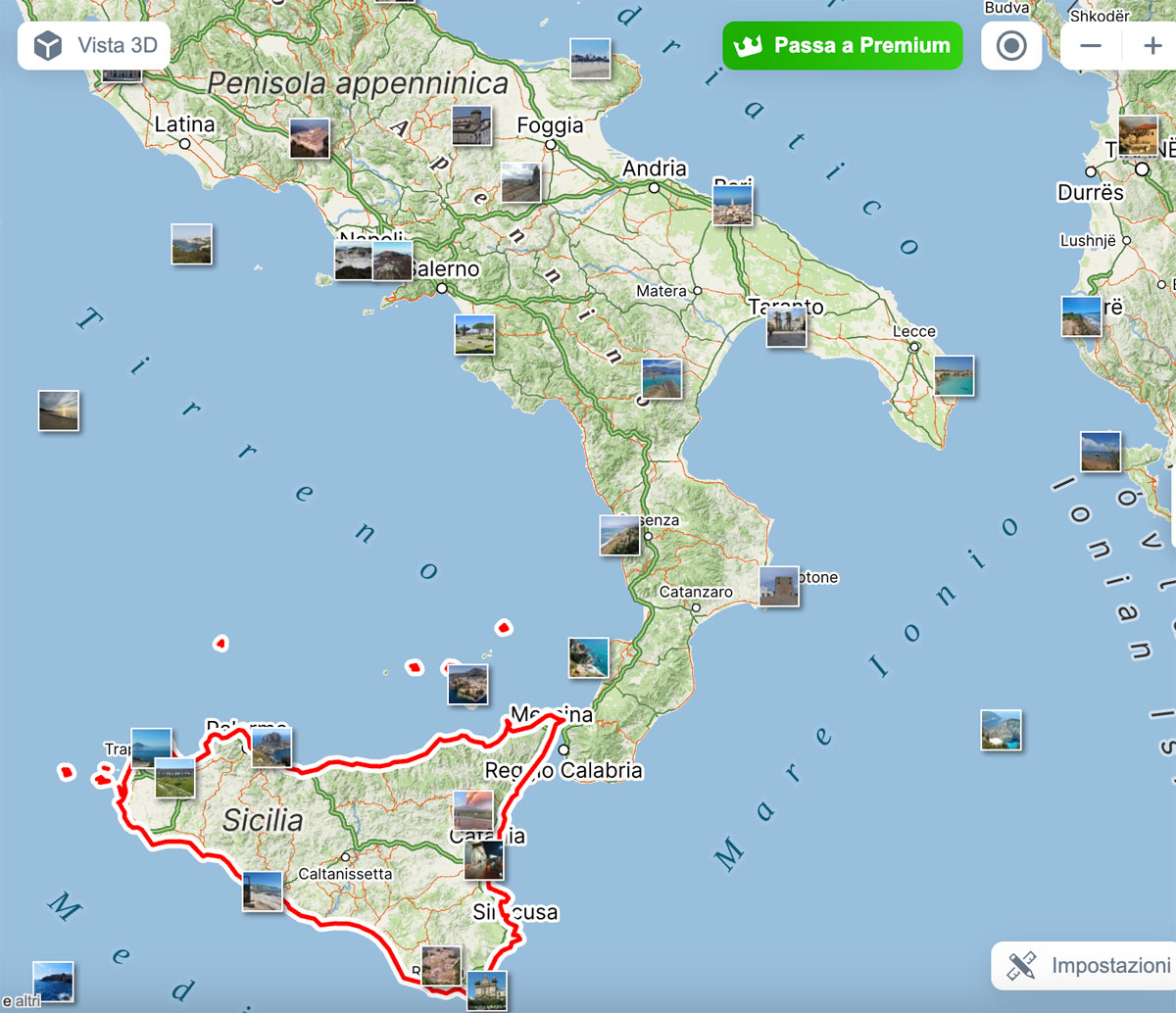 mappa fotografica spiagge Sicilia