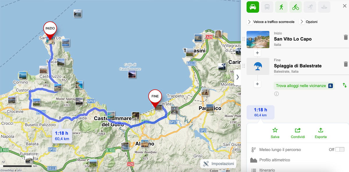 percorso San Vito Lo Capo - Balestrate
