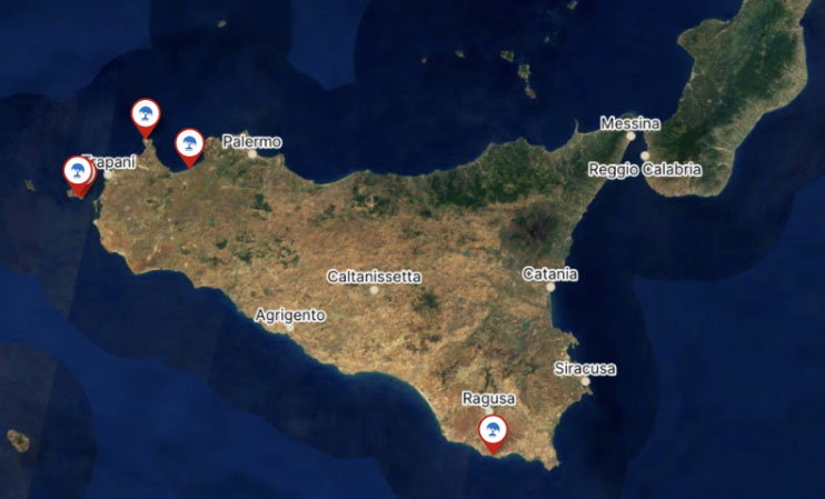 spiagge Sicilia sulla mappa