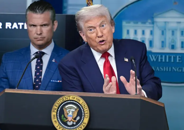 USA, il presidente Donald Trump annuncia le misure contro la criminalità a Washington durante una conferenza stampa